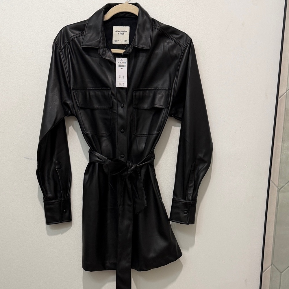 Abercrombie & Fitch Black Faux Leather Belted mini free